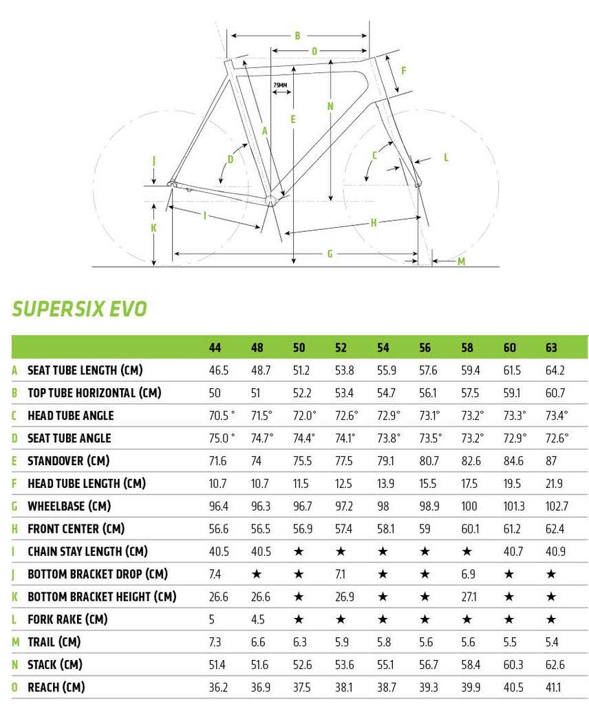 Cannondale Supersix Evo Size Chart Height Cannondale Road Bike